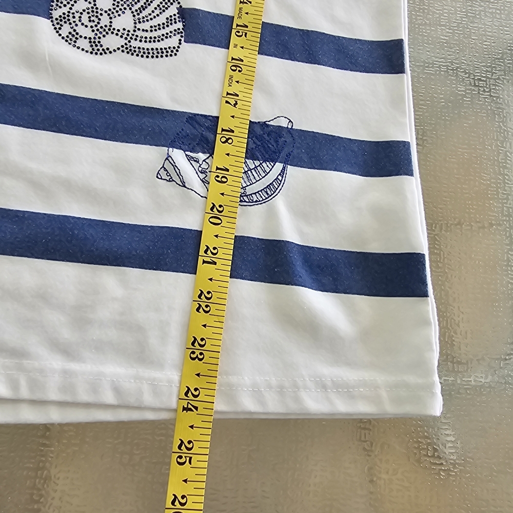 On 12th XL Nautical Striped Seashell Top | Coastal Boho Beach Preppy Summer - Picture 7 of 8